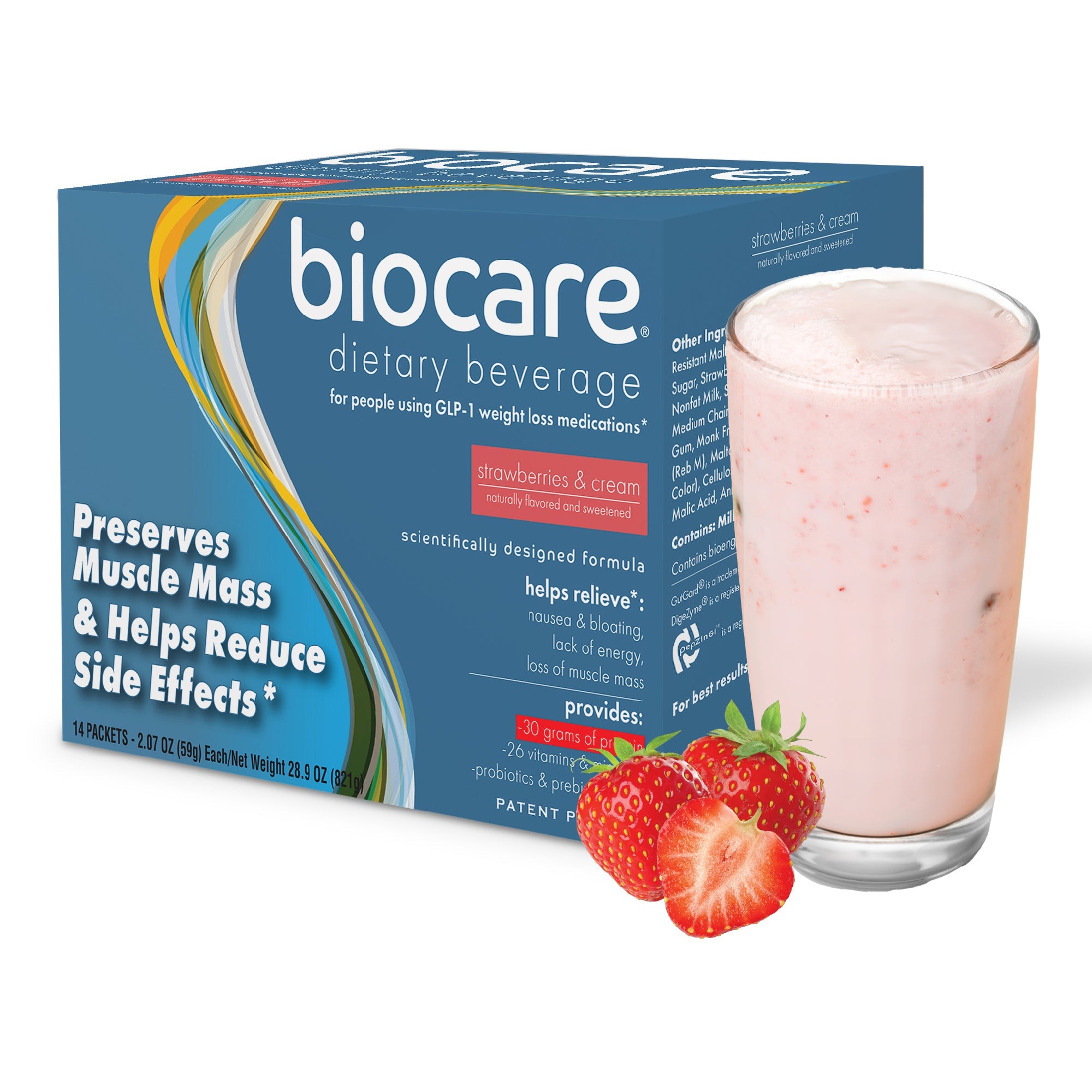 30G Protein Strawberries & Cream Biocare Dietary Beverage (14-Count)