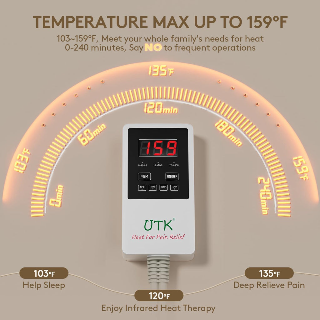 Far Infrared Natural Jade and Tourmaline Heating Pad, 23.5" x 16"