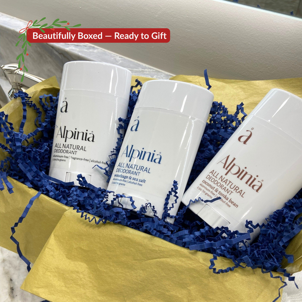 All Natural Deodorant Trio – Christmas Gift Box (Fragrance-Free + Woodsage Sea Salt + Coconut Tonka Bean)