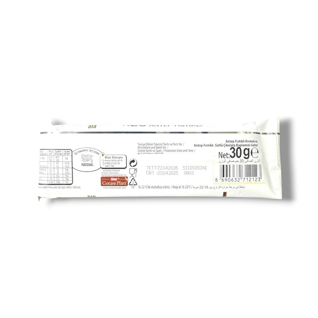 Crispy Pistachio Wafer Coated In Nestle Damak White Chocolate – 30g Delight